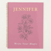 Blush Pink Custom Name Notebook – Sweet & Soft Planer (Vorderseite)