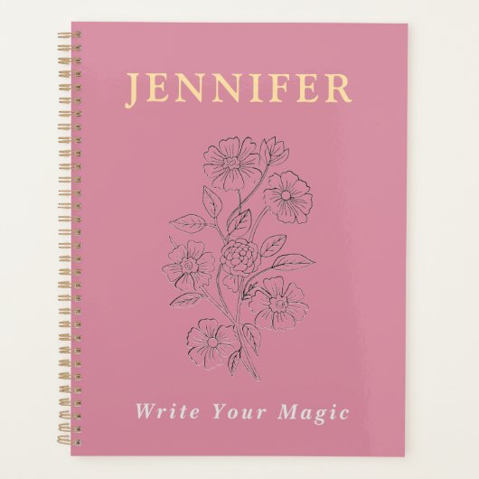 Blush Pink Custom Name Notebook – Sweet & Soft Planer (Vorderseite)