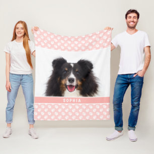 Blush Pink Custom Pet Foto mit weißen Pasten und N Fleecedecke