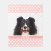 Blush Pink Custom Pet Foto mit weißen Pasten und N Fleecedecke (Vorderseite)