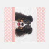 Blush Pink Custom Pet Foto mit weißen Pasten und N Fleecedecke (Vorderseite (Horizontal))