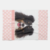 Blush Pink Custom Pet Foto mit weißen Pasten und N Geschirrtuch (Horizontal)