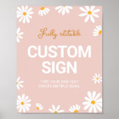 Blush Pink Daisy Birthday Party Table Sign Poster (Vorne)