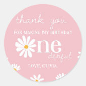 Blush Pink Daisy Birthday Sticker Labels (Vorderseite)