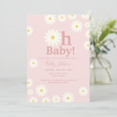 Blush Pink Daisy Bohemisch Girl Baby Dusche Einladung (Stehend Vorderseite)
