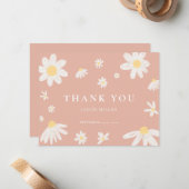 Blush Pink Daisy Danke-Karte Mitteilungskarte (Vorderseite/Rückseite Beispiel)