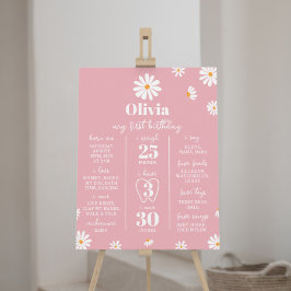 Blush Pink Daisy Erste Geburtstags-Meilenstein-Zei Poster
