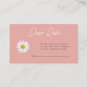 Blush Pink Daisy Floral Baby Shower Diaper Raffle Begleitkarte (Vorderseite)