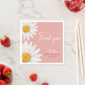 Blush Pink Daisy Floral Baby Shower Thank You Serviette (Beispiel)