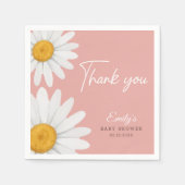 Blush Pink Daisy Floral Baby Shower Thank You Serviette (Vorderseite)