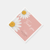 Blush Pink Daisy Floral Baby Shower Thank You Serviette (Ecke)