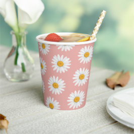 Blush Pink Daisy Floral Pattern Baby Shower Pappbecher
