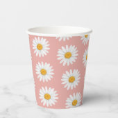 Blush Pink Daisy Floral Pattern Baby Shower Pappbecher (Rückseite)