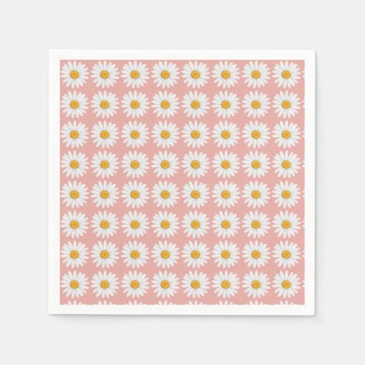 Blush Pink Daisy Floral Pattern Baby Shower Party Serviette (Vorderseite)