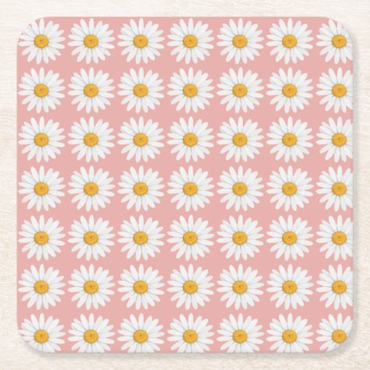 Blush Pink Daisy Floral Pattern Baby Shower Rechteckiger Pappuntersetzer (Vorderseite)