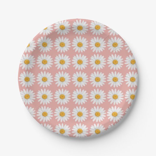 Blush Pink Daisy Floral Pattern Party Pappteller (Vorderseite)
