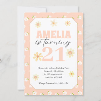Blush Pink Daisy Geburtstag Einladung jedes Alter