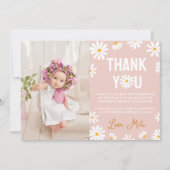 Blush Pink Daisy Geburtstagsparty Danke Karte (Vorderseite)