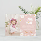 Blush Pink Daisy Geburtstagsparty Danke Karte (Stehend Vorderseite)