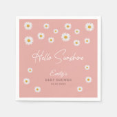 Blush Pink Daisy Hello Sunshine Baby Shower Paper Serviette (Vorderseite)