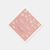 Blush Pink Daisy Hello Sunshine Baby Shower Paper Serviette (Ecke)