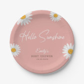 Blush Pink Daisy Hello Sunshine Baby Shower Pappteller (Vorderseite)