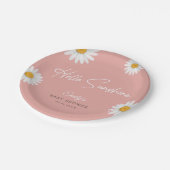 Blush Pink Daisy Hello Sunshine Baby Shower Pappteller (Schrägansicht)