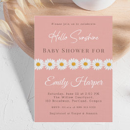 Blush Pink Daisy Hello Sunshine Floral Baby Shower Einladung