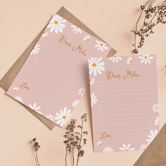 Blush Pink Daisy Time Kapsel Notiz-Karte Dankeskarte