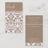 Blush Pink Damask Elegante Visitenkarte (Vorne/Hinten)