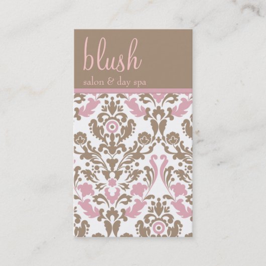 Blush Pink Damask Elegante Visitenkarte (Vorderseite)