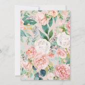 Blush Pink, Dark Green & Gold Baby Dusche Einladung (Rückseite)