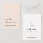 BLUSH PINK DAUGHTER FRIEND EARRING DISPLAY CARD PLATZKARTE (Vorne/Hinten)