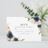 Blush Pink & Deep Navy Elegante Frühjahrssonne RSVP Karte (Stehend Vorderseite)