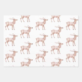 Blush Pink Deer Pine Cones Weihnachtsbaumen Geschenkpapier Set (Vorderseite)