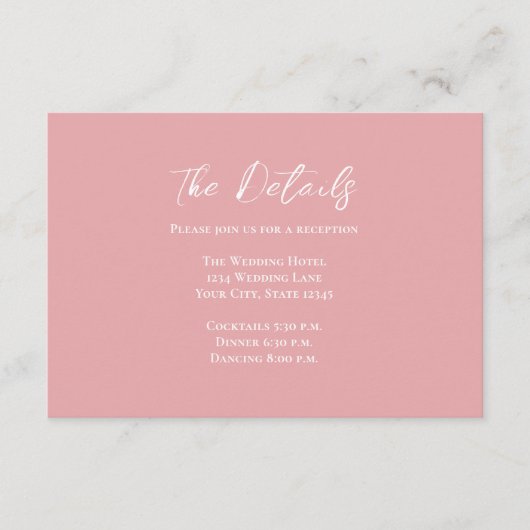 Blush Pink Details Blumenzehen Begleitkarte (Vorderseite)