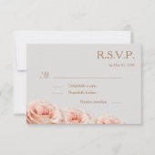 Blush Pink Dewy Rose Bloral Gray Wedding RSVP Einladung (Vorderseite)