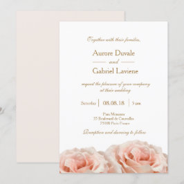 Blush Pink Dewy Rose Bloral White Gold Hochzeit Einladung