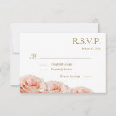 Blush Pink Dewy Rose Floral White Wedding RSVP Einladung (Vorderseite)