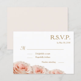 Blush Pink Dewy Rose Floral White Wedding RSVP Einladung