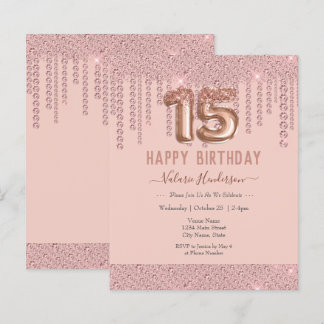 Blush Pink Diamond Tropfen Happy 15. Geburtstag