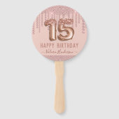 Blush Pink Diamond Tropfen Happy 15. Geburtstag Fächer (Vorderseite)