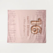 Blush Pink Diamond Tropfen Happy 16. Geburtstag Wandteppich (Vorderseite (Horizontal))