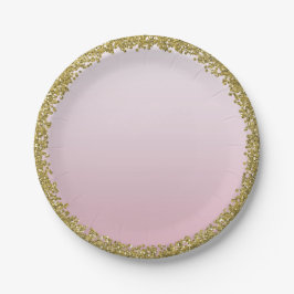 Blush Pink Dipped Gold Glitzer Glam Sparkle Party Pappteller