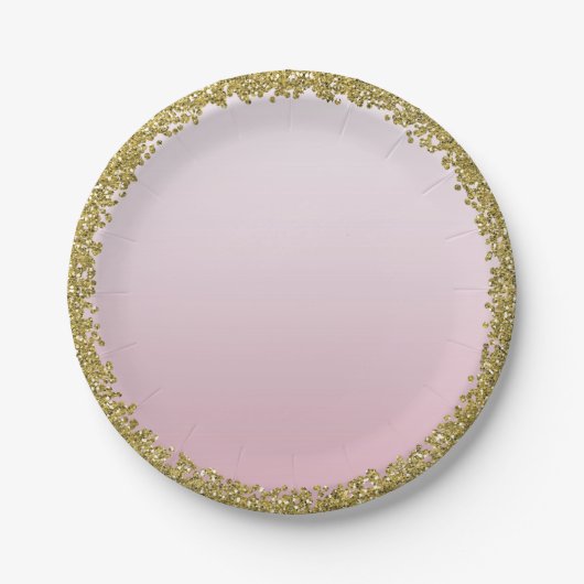 Blush Pink Dipped Gold Glitzer Glam Sparkle Party Pappteller (Vorderseite)