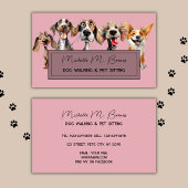 Blush Pink Dog Walker Sitter Modernes Beruflich Visitenkarte