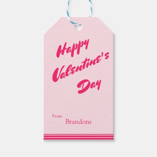 Blush Pink Doppelseitige Valentinstag-Geschenkmark Geschenkanhänger (Vorderseite)