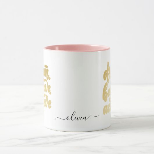 Blush Pink Dream glauben Motivierend erreichen Tasse (Zentrum)