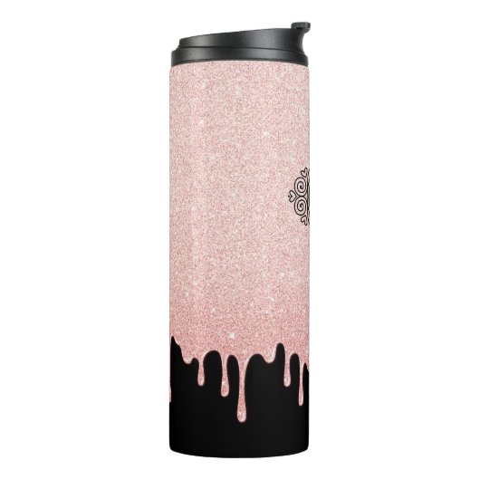 Blush Pink Drift Glitzer Monogram Name Thermosbecher (Nach links gedreht)
