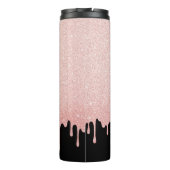 Blush Pink Drift Glitzer Monogram Name Thermosbecher (Rückseite)